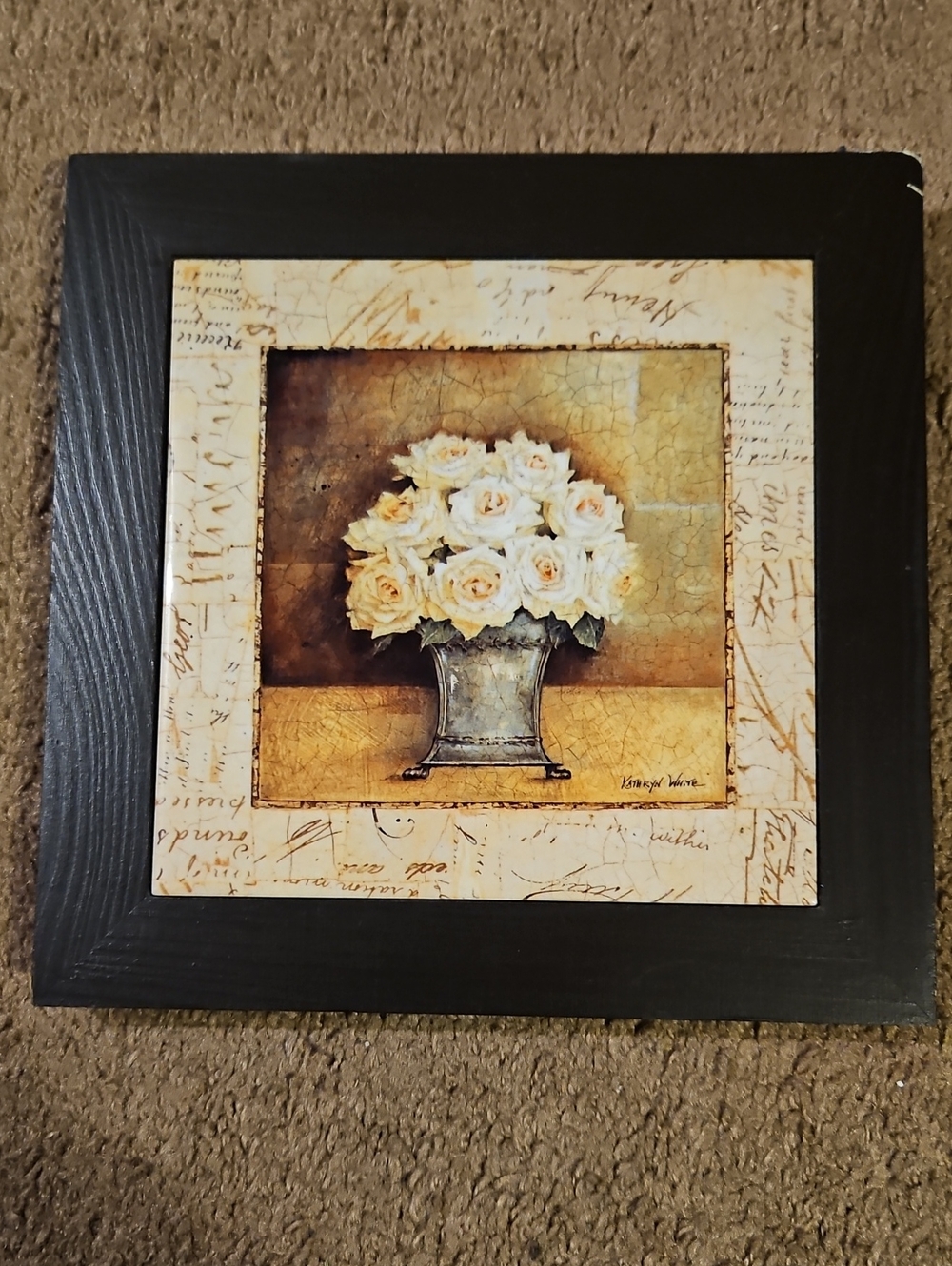 Classic Floral Vase Wall Art in Black Frame